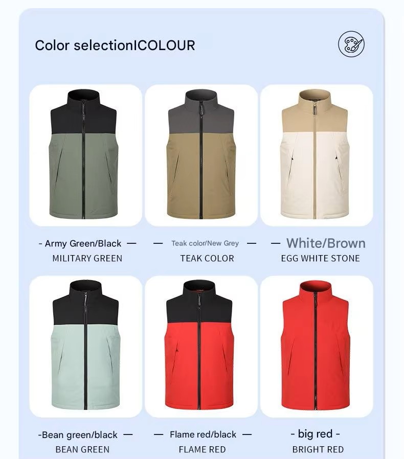 Unisex Custom Padded Stand Collar Winter Gilet (4) Зимний жилет унисекс с мягким воротником-стойкой (4)