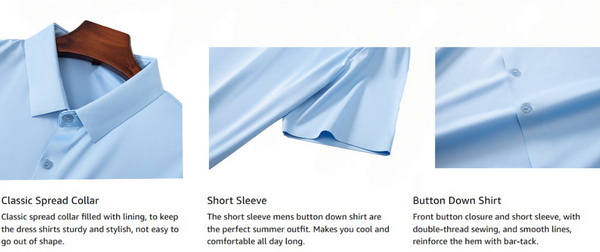 Mens High Stretch Short Sleeve No Iron Shirt (15) Mens High Stretch Short Sleeve No Iron Shirt (15)