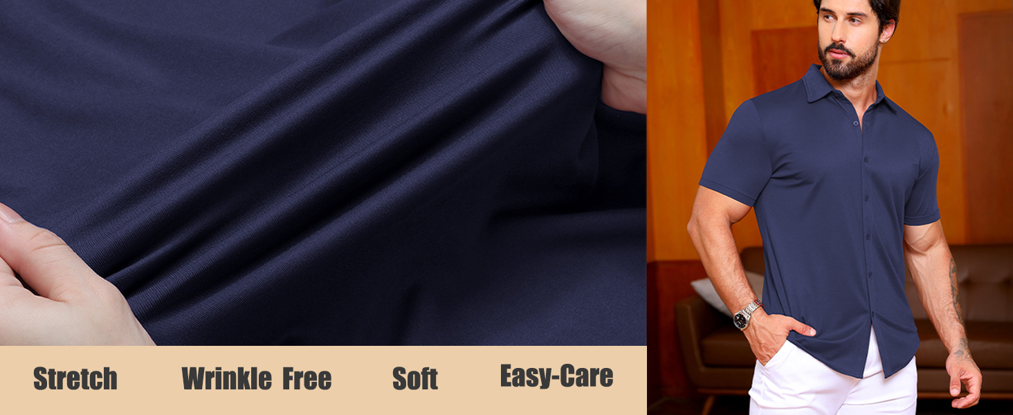 Mens Stretch Short Sleeve Iron Free Shirt (4) Mens Stretch Short Sleeve Iron Free Shirt (4)