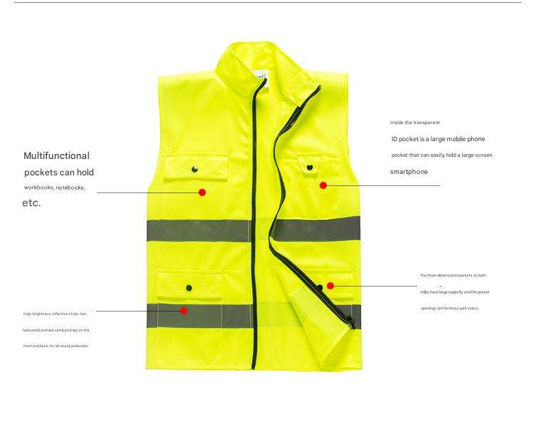 Unisex Zipper Multi Pocket Hi Vis Safety Vest (2) Unisex Zipper Multi Pocket Hi Vis Safety Vest (2)