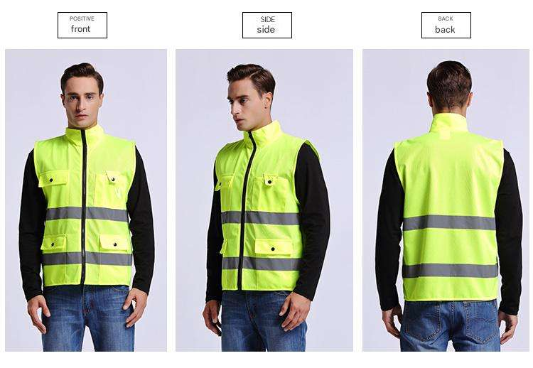 Unisex Zipper Multi Pocket Hi Vis Safety Vest (1) Unisex Zipper Multi Pocket Hi Vis Safety Vest (1)