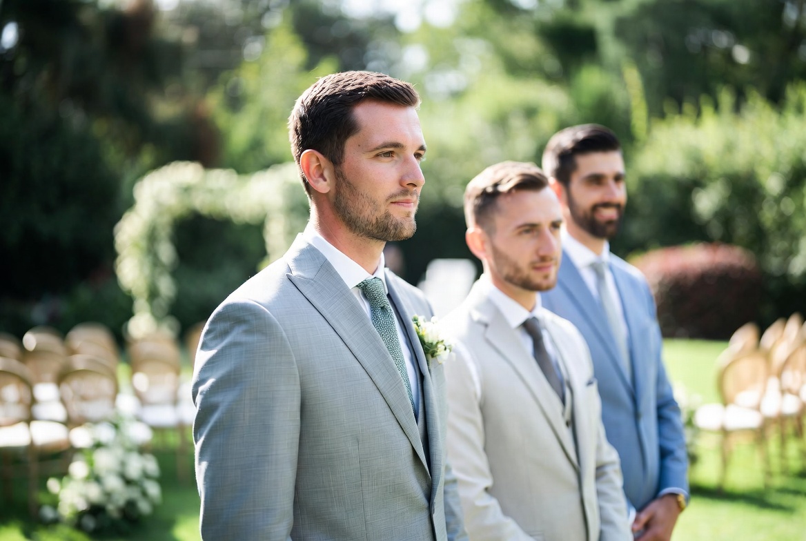 Elegant Garden Wedding Suit Look Elegant Garden Wedding Suit Look