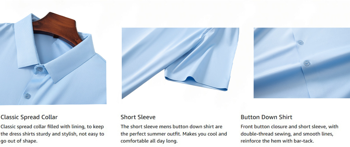 Mens Stretch Short Sleeve Iron Free Shirt (15) Mens Stretch Short Sleeve Iron Free Shirt (15)