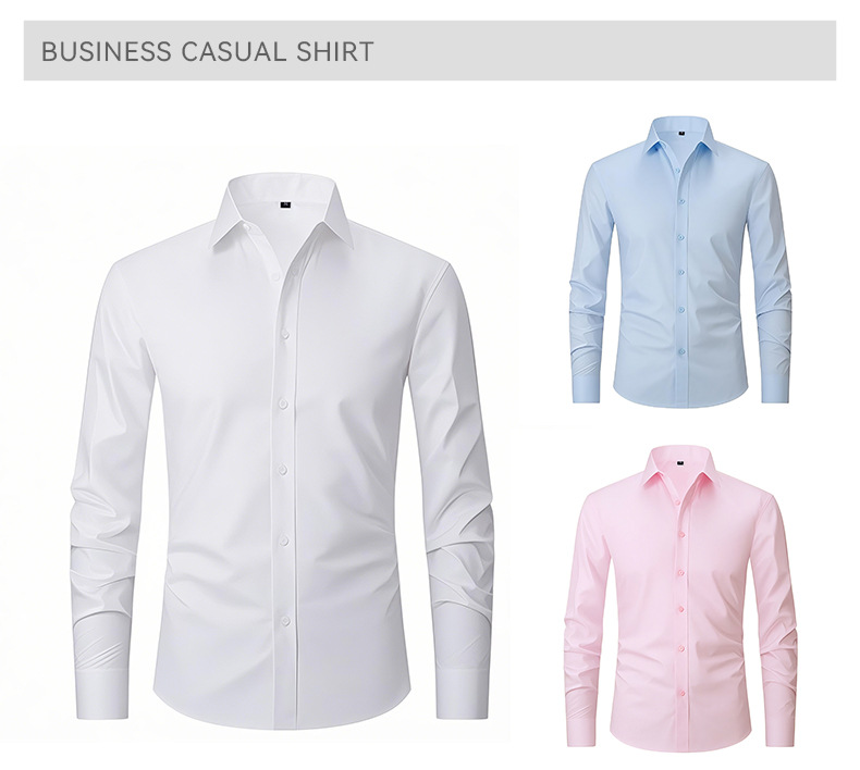 Mens Plus Size Solid Iron Free Dress Shirt (4) Mens Plus Size Solid Iron Free Dress Shirt (4)