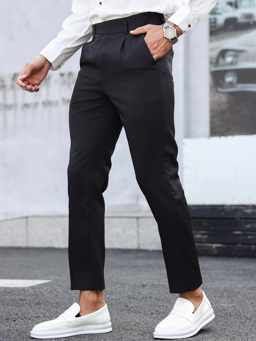 Mens Spring Autumn Black Business Dress Pants (1) Mens Spring Autumn Black Business Dress Pants (1)