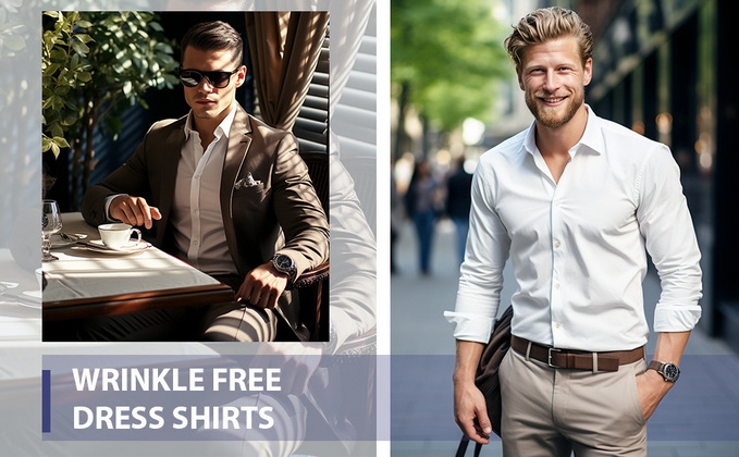 Mens Non Iron Stretch Business Dress Shirt (6) Mens Non Iron Stretch Business Dress Shirt (6)