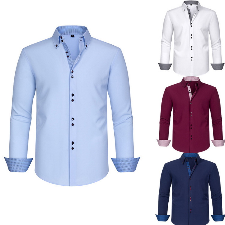 Mens Polka Dot Stretch Double Breasted Shirt (11) Mens Polka Dot Stretch Double Breasted Shirt (11)