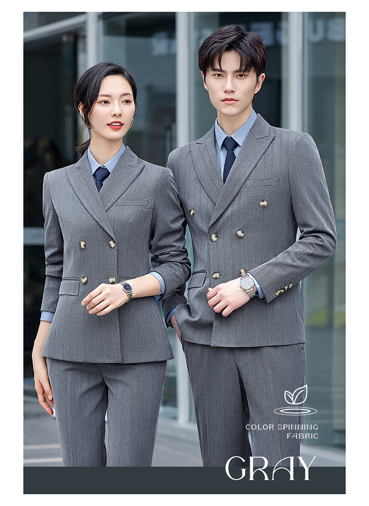 Unisex Double-Breasted Pinstripe Workwear Blazer (3)