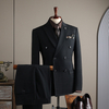 Men's Double-Breasted Checked Suit Set