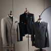 Men's Double-Breasted Checked Suit Set