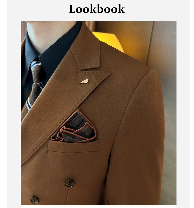 Men's Slim-Fit Double-Breasted Suit Set (2)