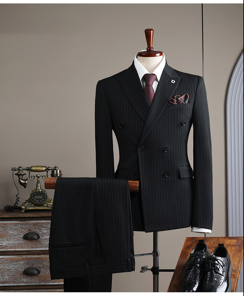 Double-Breasted Pinstripe Blazer (1)