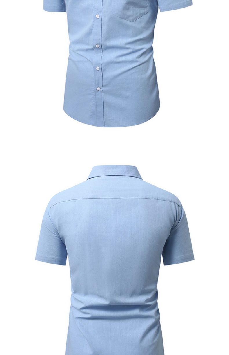 Mens Slub Cotton Short Sleeve Casual Shirt (16)