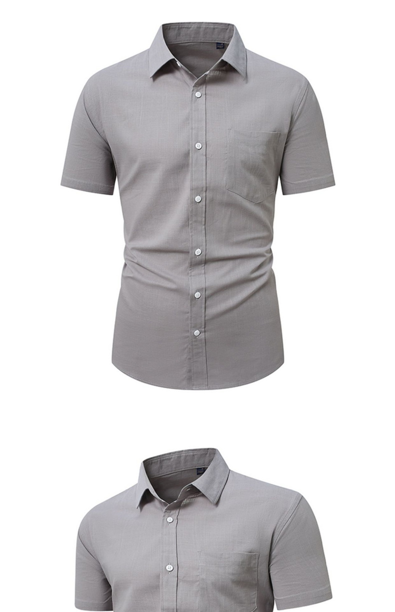 Mens Slub Cotton Short Sleeve Casual Shirt (5)