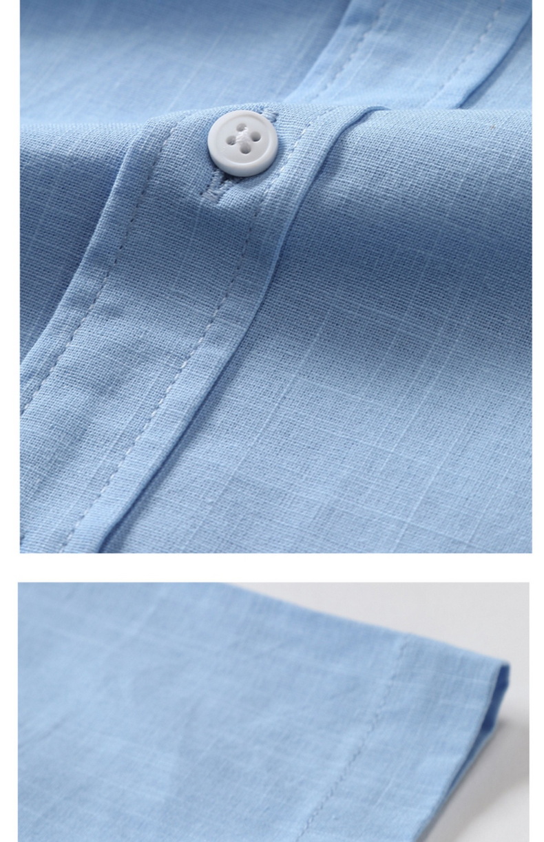 Mens Slub Cotton Short Sleeve Casual Shirt (19)