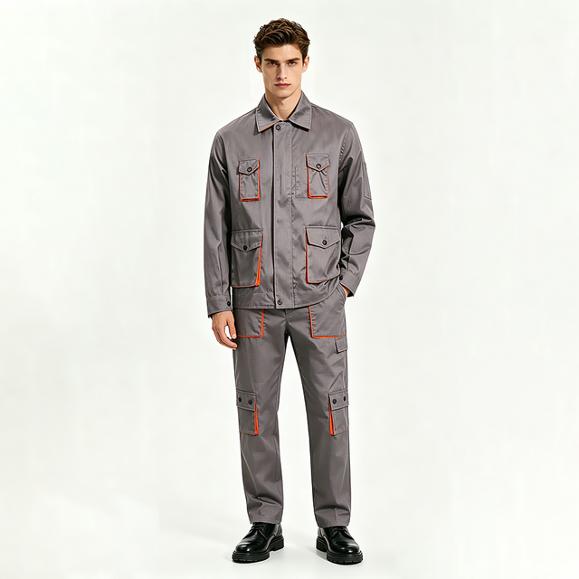 Grey Long Sleeve Spring Autumn Workwear Set