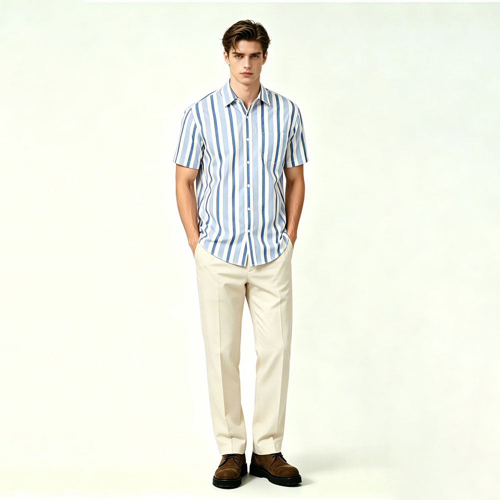 Classic Mens Short Sleeve Poplin Shirt Regular Fit