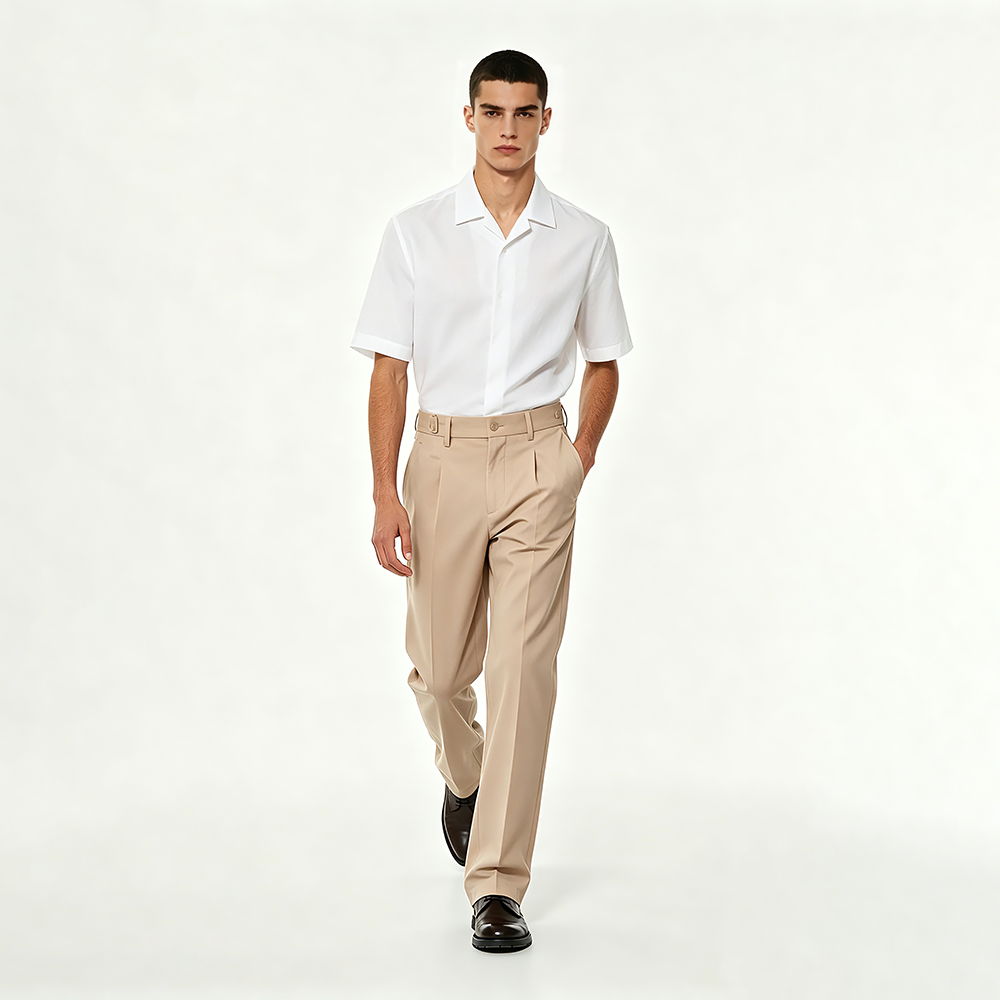 Mens Slim Fit Solid Color Trousers