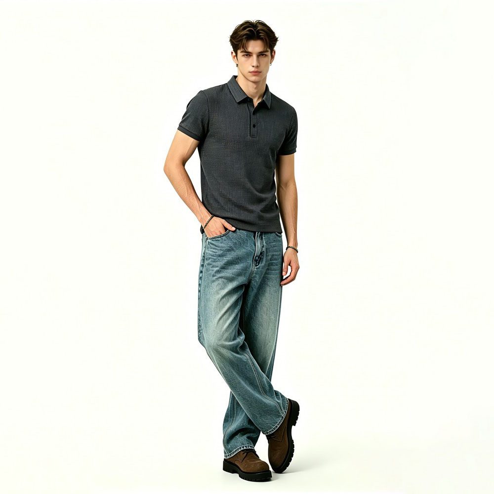 Mens Slim Solid Business Summer Polo Shirt