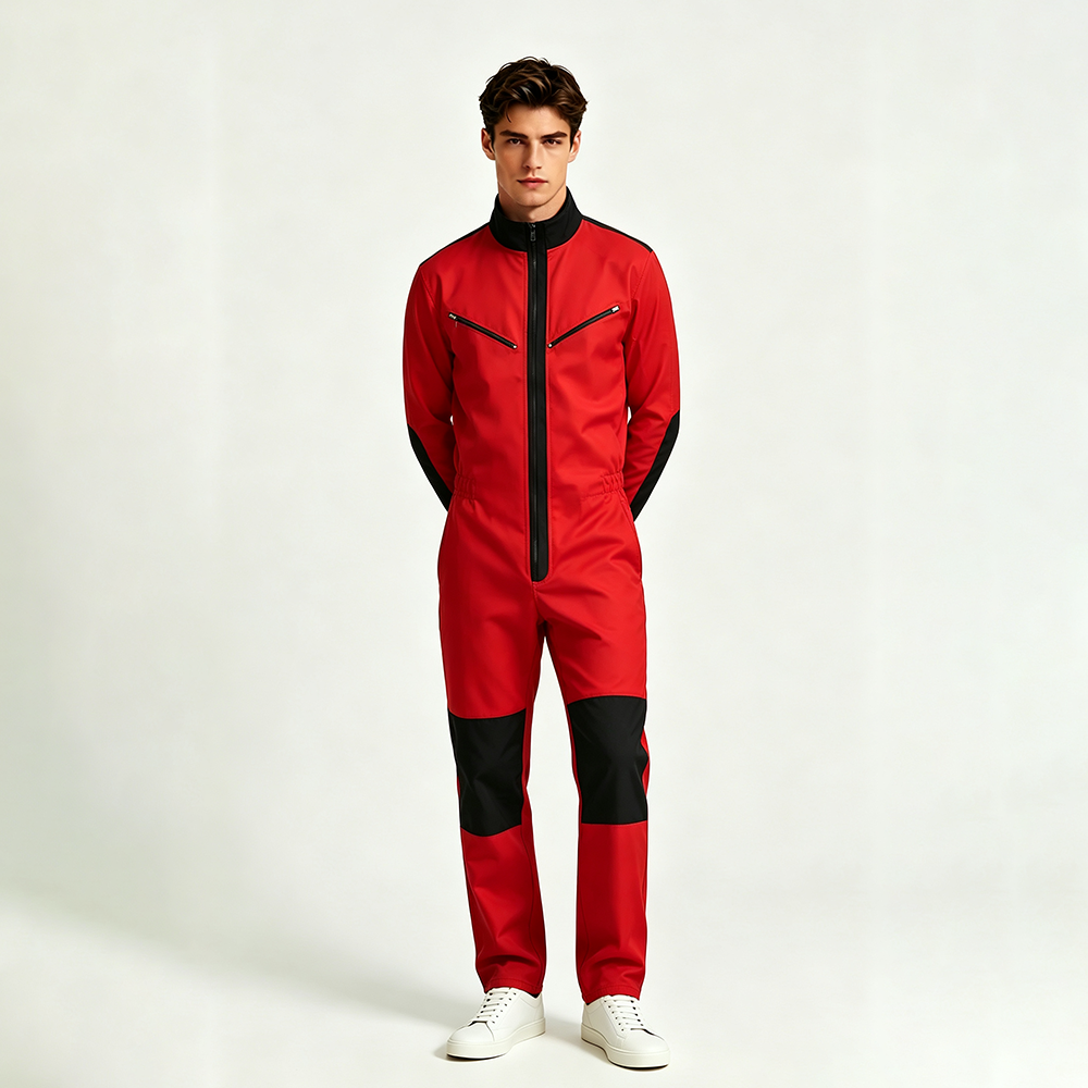 Red Mens Classic Windproof Work Coveralls