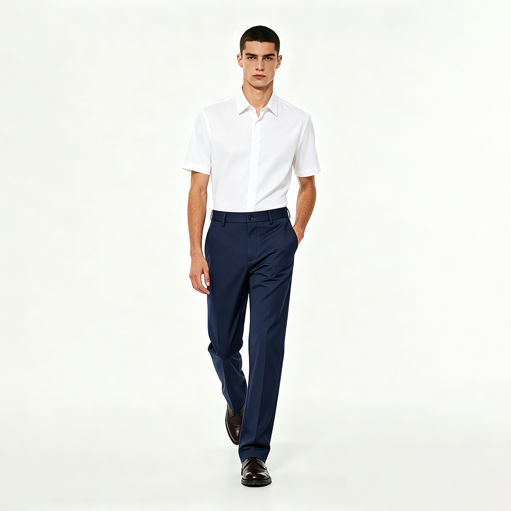 Mens Solid Stretch Straight Fit Dress Pants