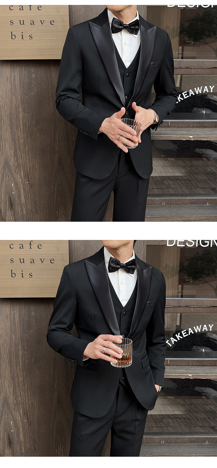 Black Slim Fit Double Breasted Suit (5)