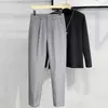 Semi Elastic Waist Pleated Casual Trousers