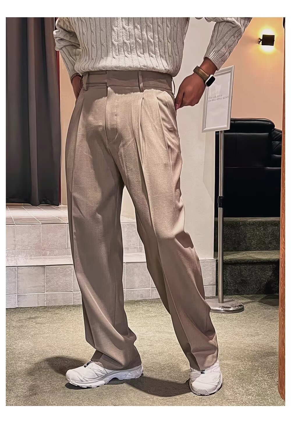High End Straight Leg Pleated Dress Pants (5)