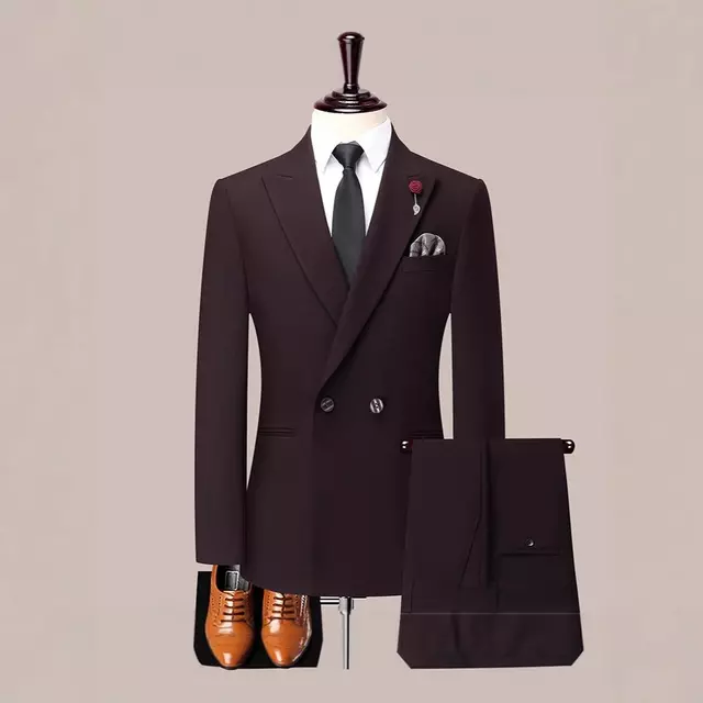 New Mens Double Breasted Two Piece Suit