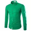 Mens Solid Wrinkle Resistant Casual Long Sleeve Shirt