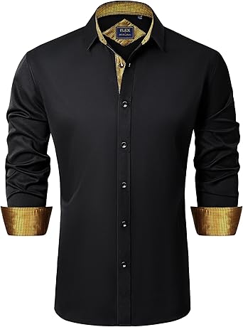 Stretch Patterned Mens Long Sleeve Shirt