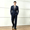 Mens Slim Fit Blue Plaid 3 Piece Wedding Suit