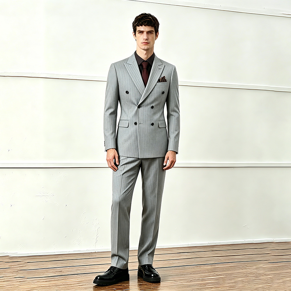 Double-Breasted Pinstripe Blazer
