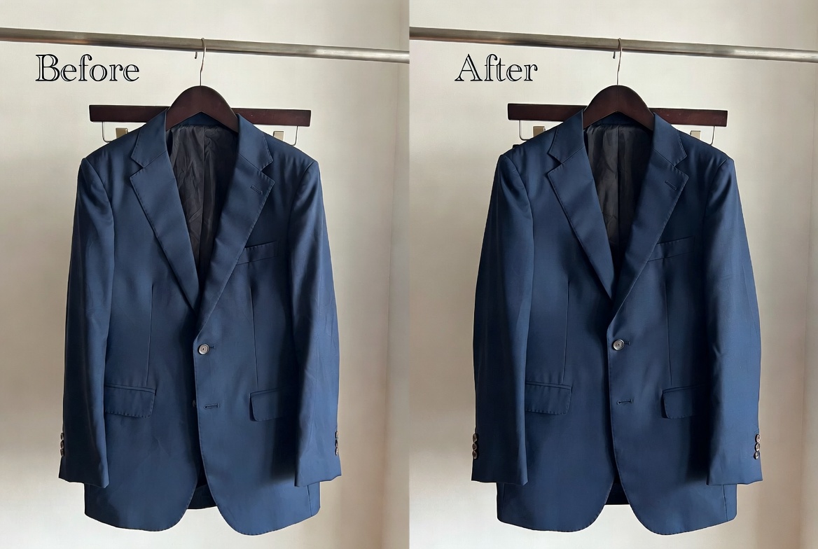 Wrinkled Suit Before And After