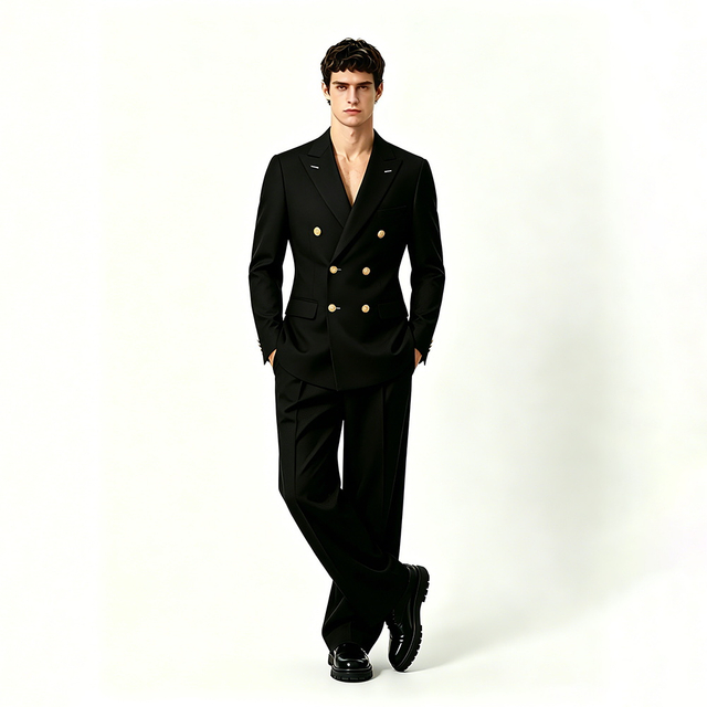 Men's Double-Breasted Smart Casual Two-Piece Suit