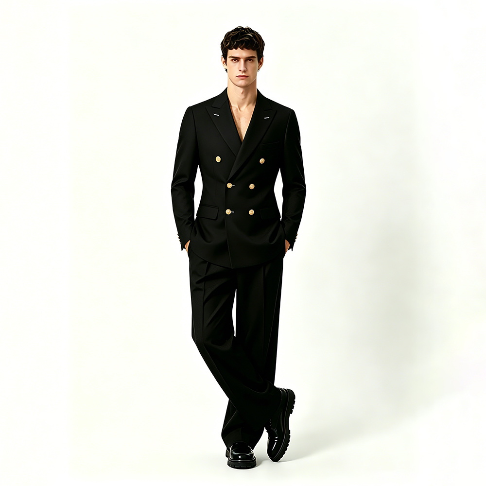 Men's Double-Breasted Smart Casual Two-Piece Suit