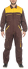 Mens Brown Yellow Multi Pocket Work Coveralls