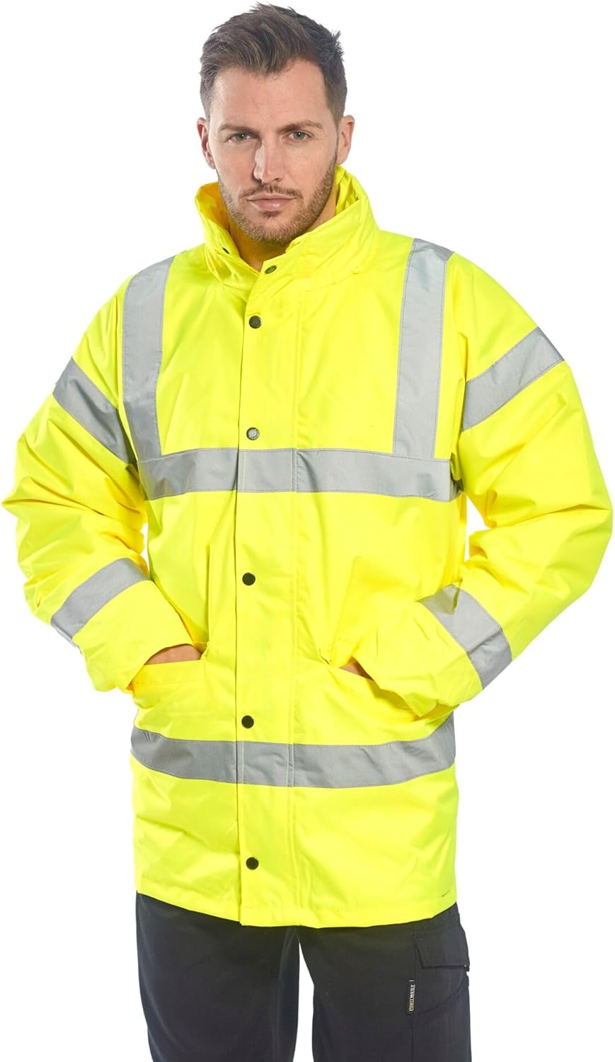 Hi Vis Contrast Yellow Navy Safety Jacket (3)
