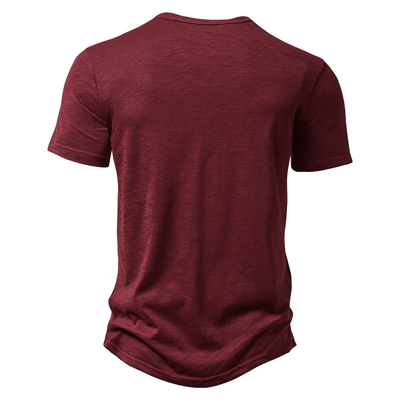 Mens Slub Cotton Henley Neck Polo Shirt (7)