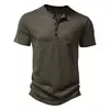 Mens Slub Cotton Henley Neck Polo Shirt
