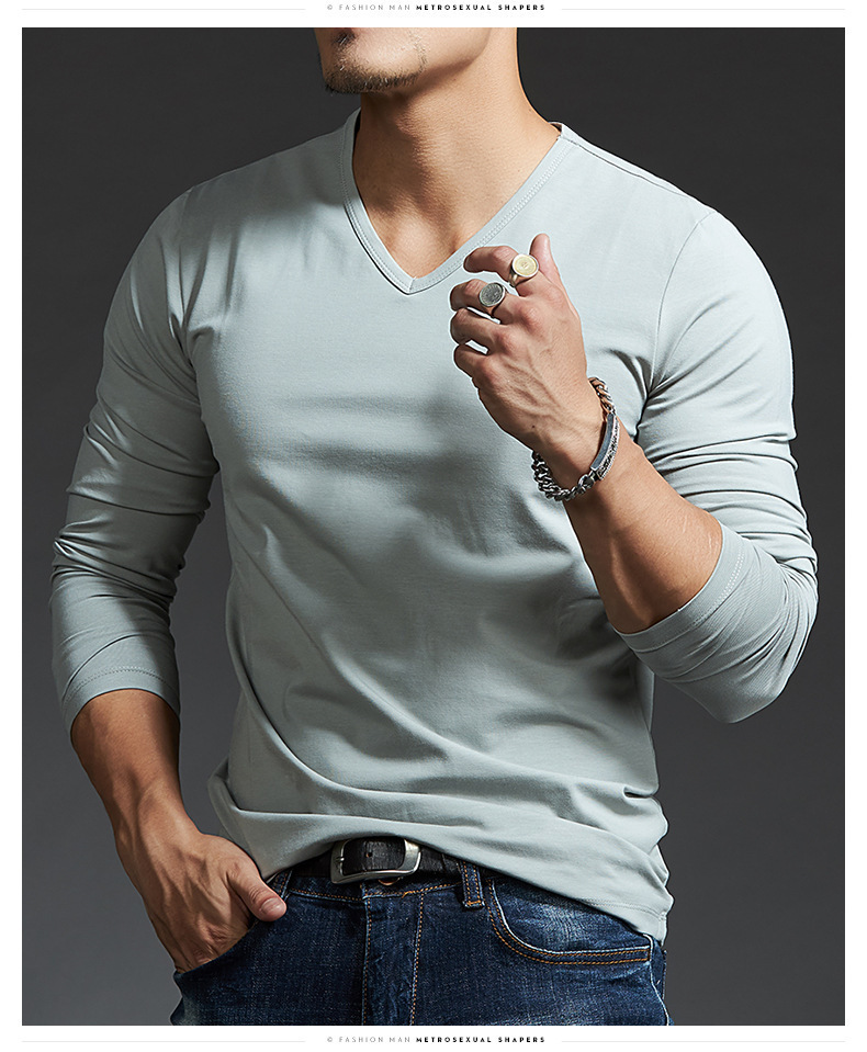 Mens Dark Grey V Neck Slim Base Layer Top (1)