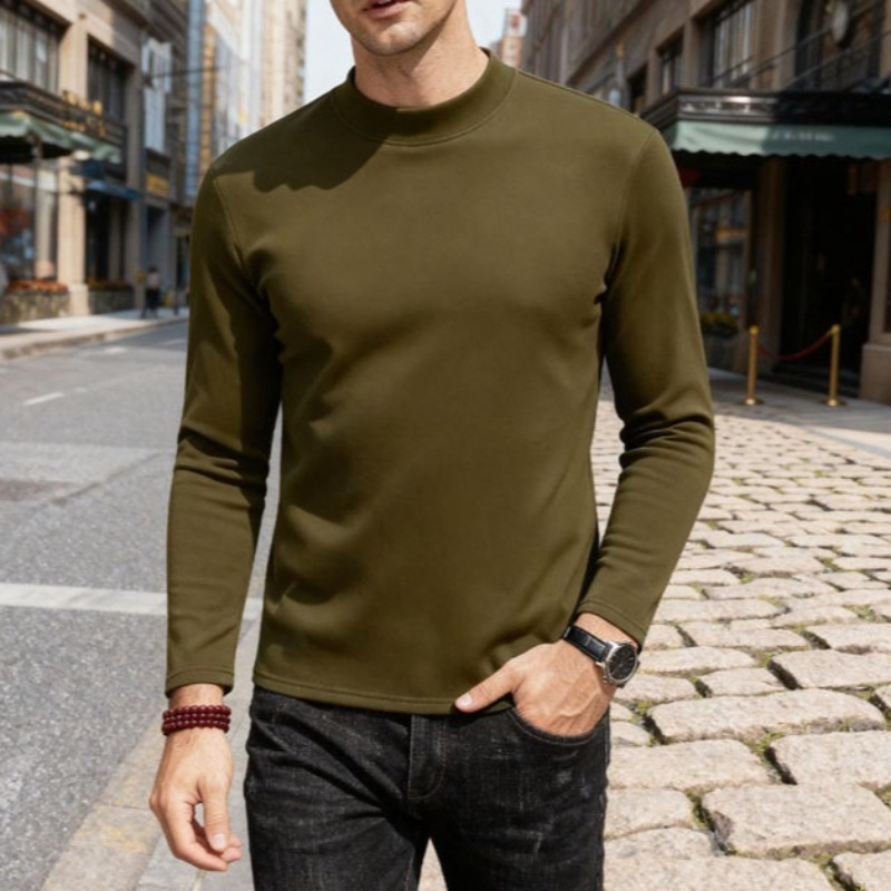 Mens Half High Neck Loose Casual Base Layer Top (2)