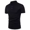 Mens Cotton Linen Stand Collar Slim Summer Shirt