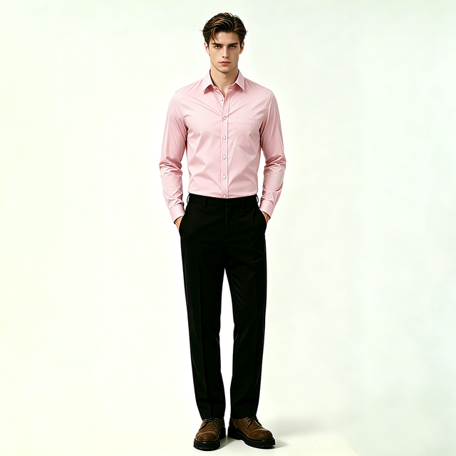 Mens Long Sleeve Solid Easy Care Work Shirt