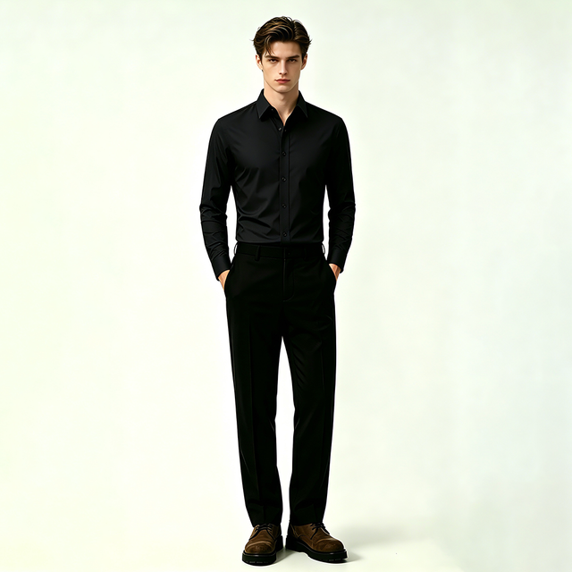 Mens Plus Size Solid Iron Free Dress Shirt