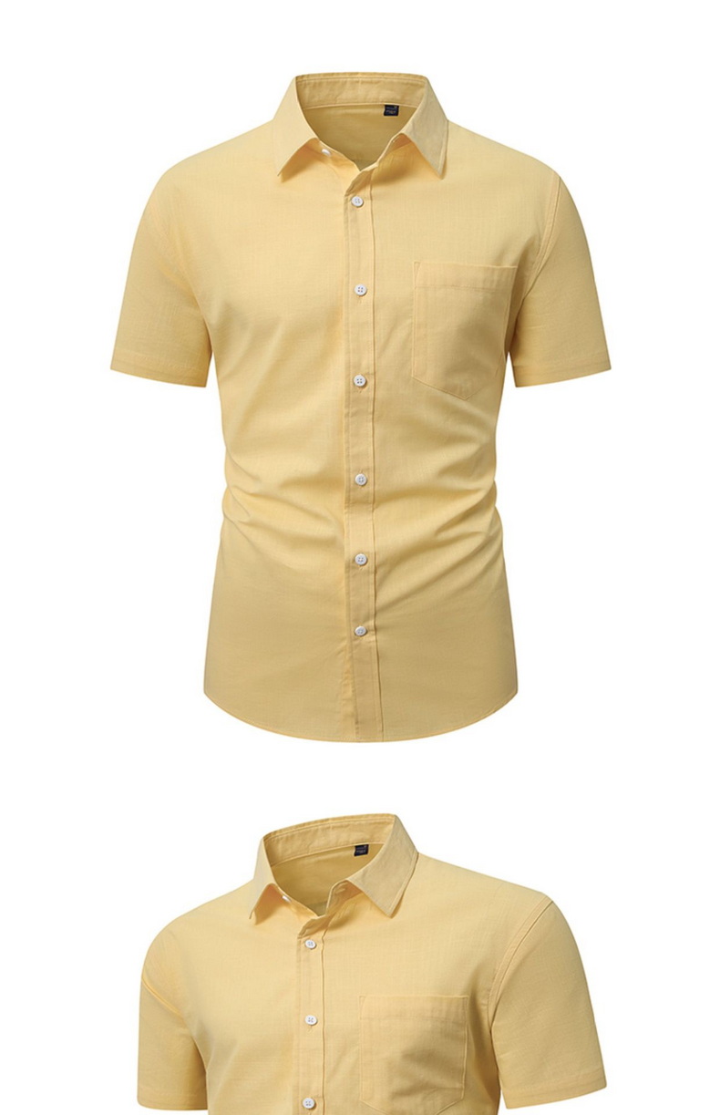 Mens Slub Cotton Short Sleeve Casual Shirt (21)