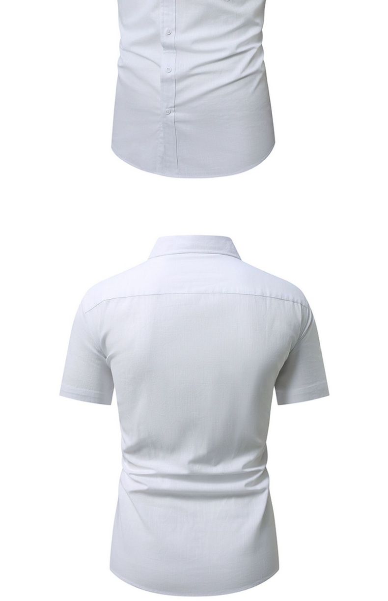 Mens Slub Cotton Short Sleeve Casual Shirt (12)