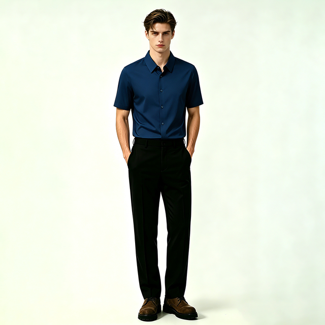 Mens Stretch Short Sleeve Iron Free Shirt