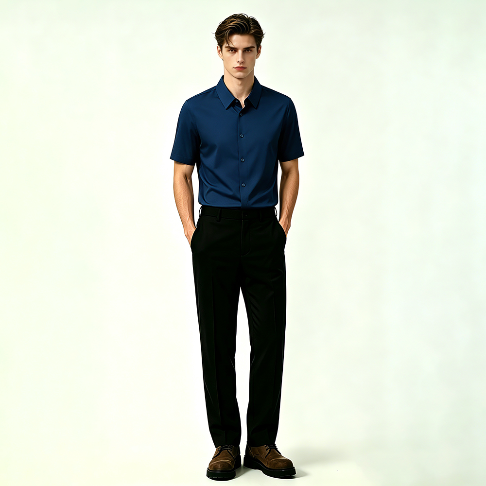 Mens Stretch Short Sleeve Iron Free Shirt