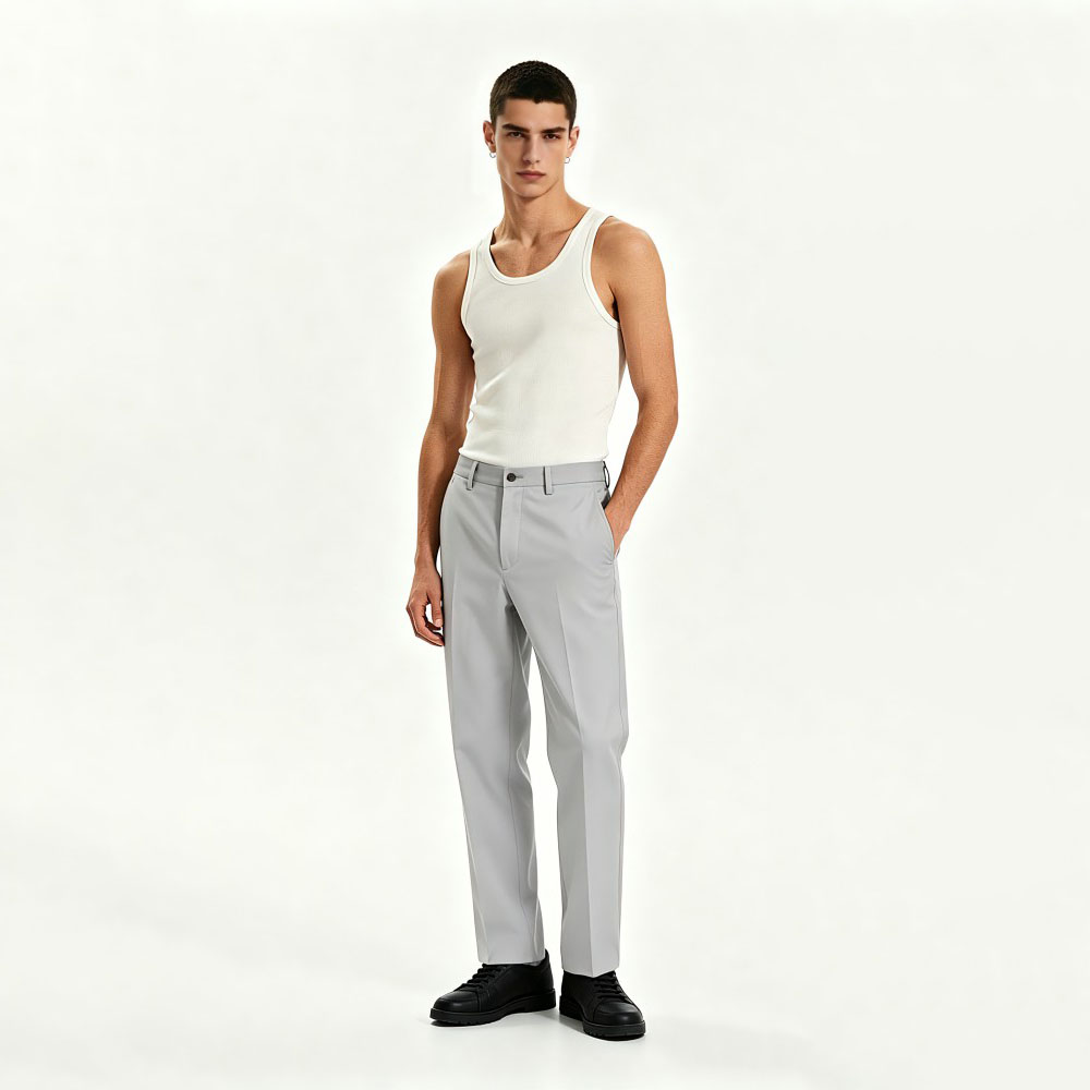 Mens Classic Fit Adjustable Waist Suit Pants